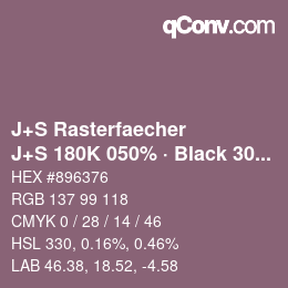 カラーコード: J+S Rasterfaecher - J+S 180K 050% · Black 30% | qconv.com