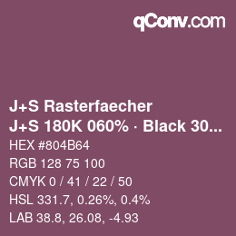 Code couleur: J+S Rasterfaecher - J+S 180K 060% · Black 30% | qconv.com