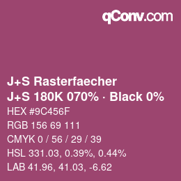Farbcode: J+S Rasterfaecher - J+S 180K 070% · Black 0% | qconv.com