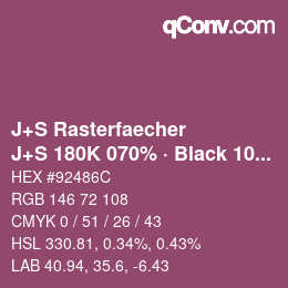 カラーコード: J+S Rasterfaecher - J+S 180K 070% · Black 10% | qconv.com