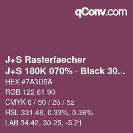 Farbcode: J+S Rasterfaecher - J+S 180K 070% · Black 30% | qconv.com