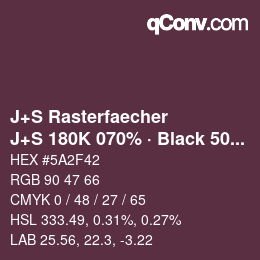 Code couleur: J+S Rasterfaecher - J+S 180K 070% · Black 50% | qconv.com