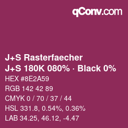 Farbcode: J+S Rasterfaecher - J+S 180K 080% · Black 0% | qconv.com