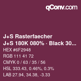 Farbcode: J+S Rasterfaecher - J+S 180K 080% · Black 30% | qconv.com