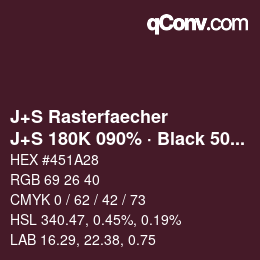 Code couleur: J+S Rasterfaecher - J+S 180K 090% · Black 50% | qconv.com