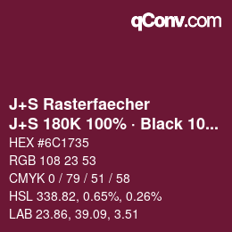 カラーコード: J+S Rasterfaecher - J+S 180K 100% · Black 10% | qconv.com
