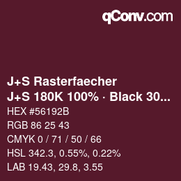 カラーコード: J+S Rasterfaecher - J+S 180K 100% · Black 30% | qconv.com
