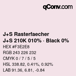 Farbcode: J+S Rasterfaecher - J+S 210K 010% · Black 0% | qconv.com