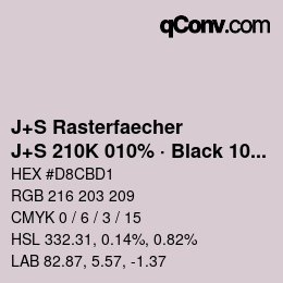 Color code: J+S Rasterfaecher - J+S 210K 010% · Black 10% | qconv.com