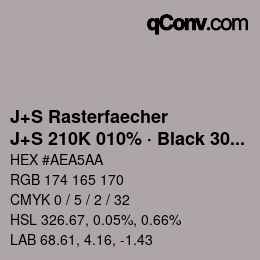 カラーコード: J+S Rasterfaecher - J+S 210K 010% · Black 30% | qconv.com