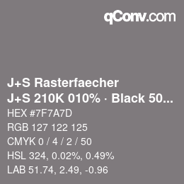 Code couleur: J+S Rasterfaecher - J+S 210K 010% · Black 50% | qconv.com