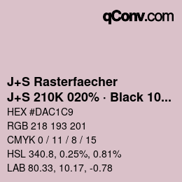 カラーコード: J+S Rasterfaecher - J+S 210K 020% · Black 10% | qconv.com