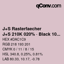 Color code: J+S Rasterfaecher - J+S 210K 020% · Black 10% | qconv.com