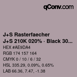 Farbcode: J+S Rasterfaecher - J+S 210K 020% · Black 30% | qconv.com