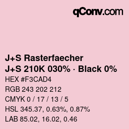 Code couleur: J+S Rasterfaecher - J+S 210K 030% · Black 0% | qconv.com
