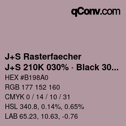 カラーコード: J+S Rasterfaecher - J+S 210K 030% · Black 30% | qconv.com
