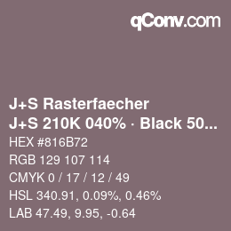 Code couleur: J+S Rasterfaecher - J+S 210K 040% · Black 50% | qconv.com