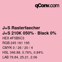 Farbcode: J+S Rasterfaecher - J+S 210K 050% · Black 0% | qconv.com