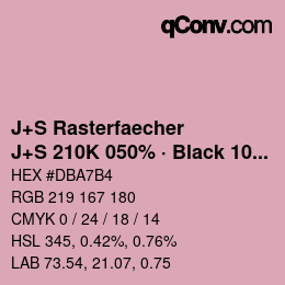 カラーコード: J+S Rasterfaecher - J+S 210K 050% · Black 10% | qconv.com
