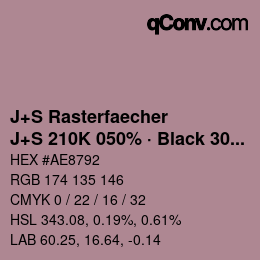 Code couleur: J+S Rasterfaecher - J+S 210K 050% · Black 30% | qconv.com