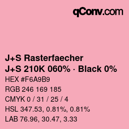 Farbcode: J+S Rasterfaecher - J+S 210K 060% · Black 0% | qconv.com