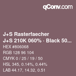 Code couleur: J+S Rasterfaecher - J+S 210K 060% · Black 50% | qconv.com