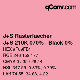 Farbcode: J+S Rasterfaecher - J+S 210K 070% · Black 0% | qconv.com