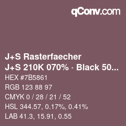 Farbcode: J+S Rasterfaecher - J+S 210K 070% · Black 50% | qconv.com