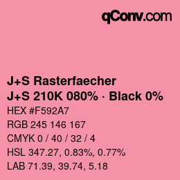 Farbcode: J+S Rasterfaecher - J+S 210K 080% · Black 0% | qconv.com