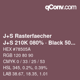 Code couleur: J+S Rasterfaecher - J+S 210K 080% · Black 50% | qconv.com