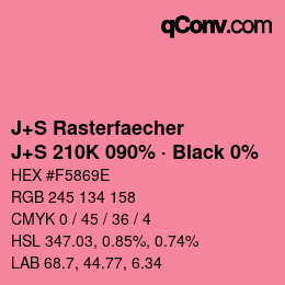 Farbcode: J+S Rasterfaecher - J+S 210K 090% · Black 0% | qconv.com