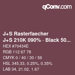 Code couleur: J+S Rasterfaecher - J+S 210K 090% · Black 50% | qconv.com