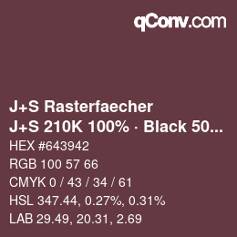 Farbcode: J+S Rasterfaecher - J+S 210K 100% · Black 50% | qconv.com
