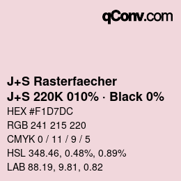 Farbcode: J+S Rasterfaecher - J+S 220K 010% · Black 0% | qconv.com