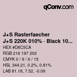 Farbcode: J+S Rasterfaecher - J+S 220K 010% · Black 10% | qconv.com
