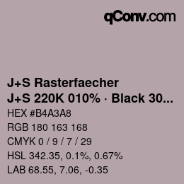 Farbcode: J+S Rasterfaecher - J+S 220K 010% · Black 30% | qconv.com