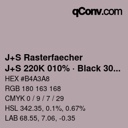 Color code: J+S Rasterfaecher - J+S 220K 010% · Black 30% | qconv.com