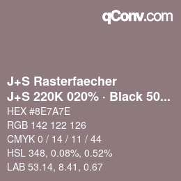 Code couleur: J+S Rasterfaecher - J+S 220K 020% · Black 50% | qconv.com