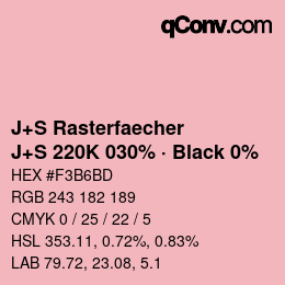 カラーコード: J+S Rasterfaecher - J+S 220K 030% · Black 0% | qconv.com