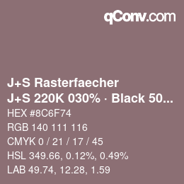 Farbcode: J+S Rasterfaecher - J+S 220K 030% · Black 50% | qconv.com