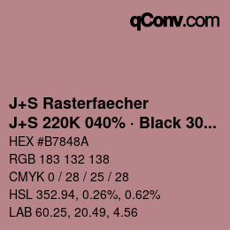 Farbcode: J+S Rasterfaecher - J+S 220K 040% · Black 30% | qconv.com