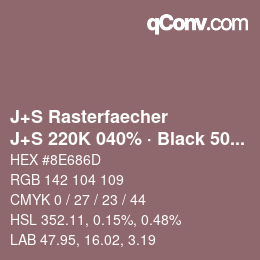 Farbcode: J+S Rasterfaecher - J+S 220K 040% · Black 50% | qconv.com