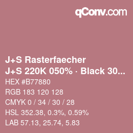 カラーコード: J+S Rasterfaecher - J+S 220K 050% · Black 30% | qconv.com