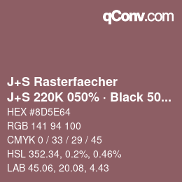 Farbcode: J+S Rasterfaecher - J+S 220K 050% · Black 50% | qconv.com