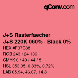 Farbcode: J+S Rasterfaecher - J+S 220K 060% · Black 0% | qconv.com