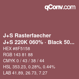 Farbcode: J+S Rasterfaecher - J+S 220K 060% · Black 50% | qconv.com
