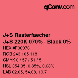 Farbcode: J+S Rasterfaecher - J+S 220K 070% · Black 0% | qconv.com