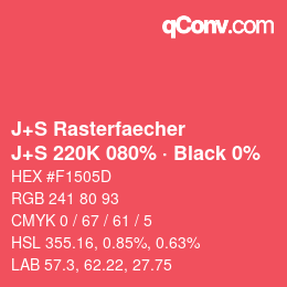 Code couleur: J+S Rasterfaecher - J+S 220K 080% · Black 0% | qconv.com