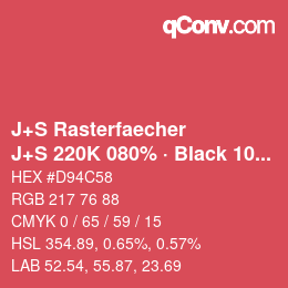 Code couleur: J+S Rasterfaecher - J+S 220K 080% · Black 10% | qconv.com