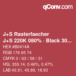 Code couleur: J+S Rasterfaecher - J+S 220K 080% · Black 30% | qconv.com